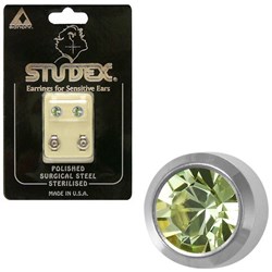 Birthstone Studs - Reg Bezel S/S - August / Peridot